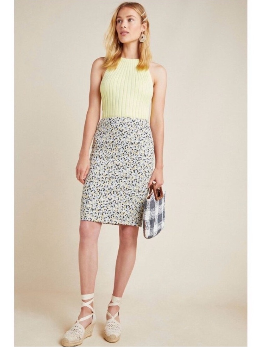 Anthropologie Maeve Leopard Cheetah Print Jacquard Pencil Skirt in Small
